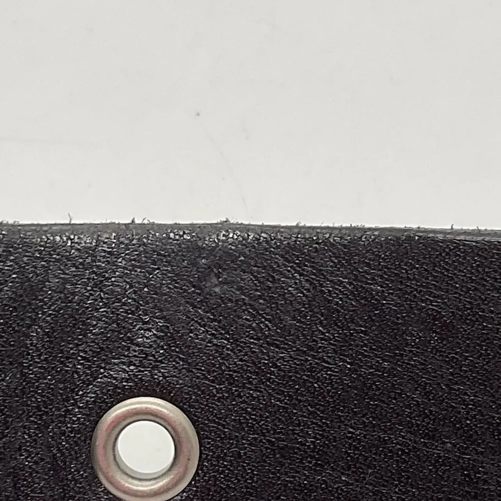 Fossil Black Leather Belt with Double Oval Silver Buckle